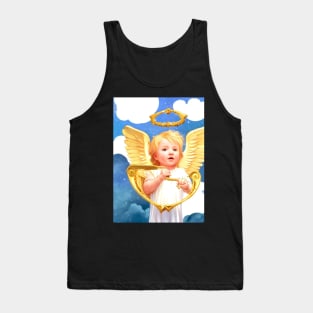 Cute flying angel holding a harp Tank Top